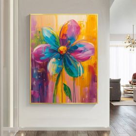Abstract Colorful Flower Oil Painting on Canvas, Large Wall Art Original Floral Art, Custom Painting Living Room Home Decor Gift Fancy Art (Style: 01, size: 140x210cm)