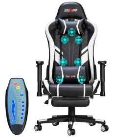 Gaming Chair Massage Ergonomic New Customized PU Massage Computer Office Chairs High Back Design Lumbar Relax Seat (Color: White)